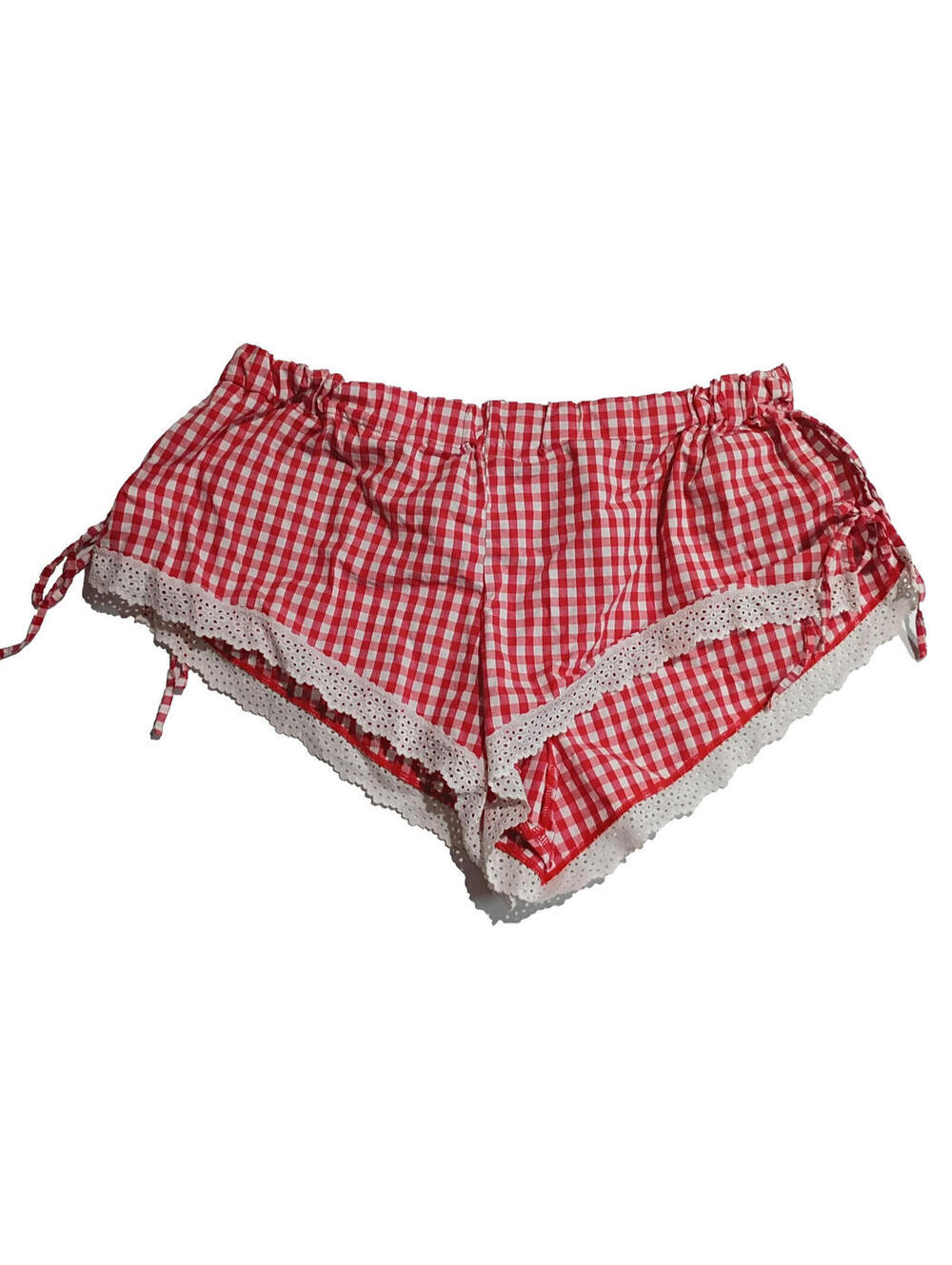 Colsie RED Gingham Babydoll Coquette Romantic Lace Pajama Shorts Womens SZ XXL